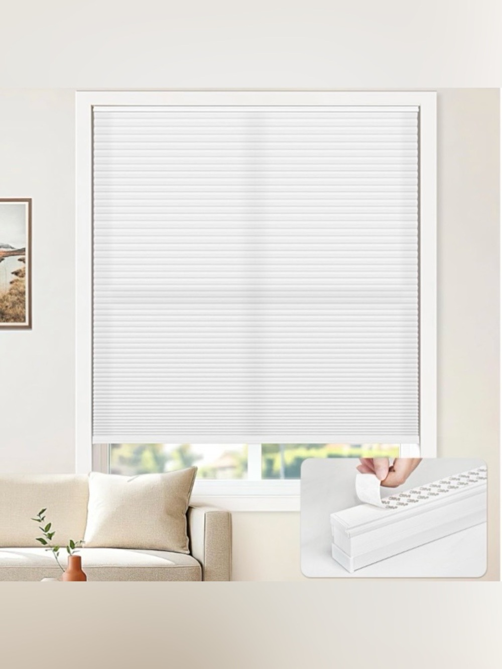 Light-Filtering Cellular Shade 22”W 48”L - WHITE
